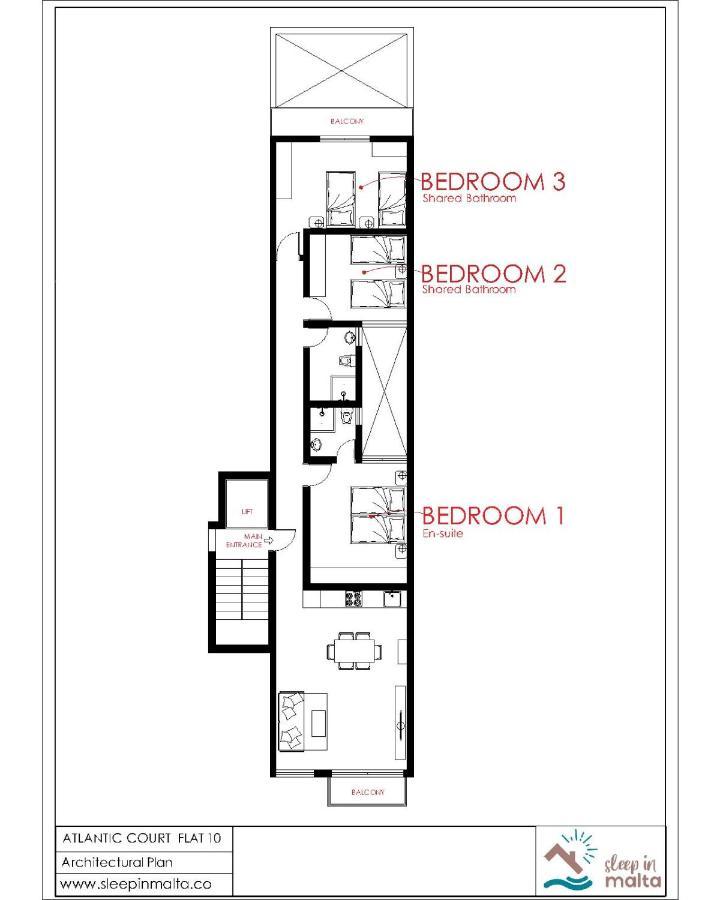 F10 Room 3, Private Room Two Single Beds Shared Bathroom In Shared Flat Msida Extérieur photo